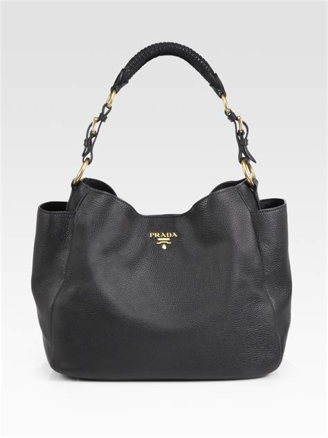 prada vitello daino hobo black
